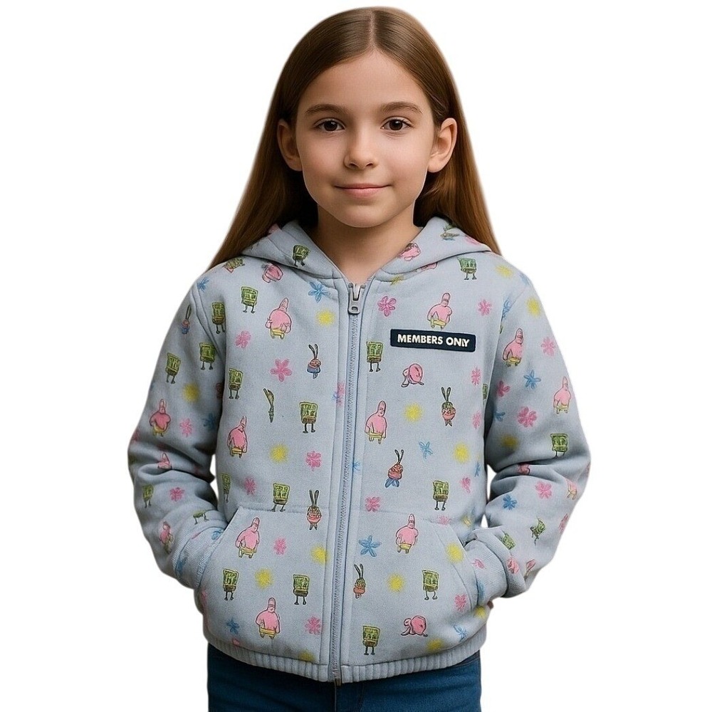 Members Only x SpongeBob Sherpa Lined Jacket Full Zip Hooded Kids XL
